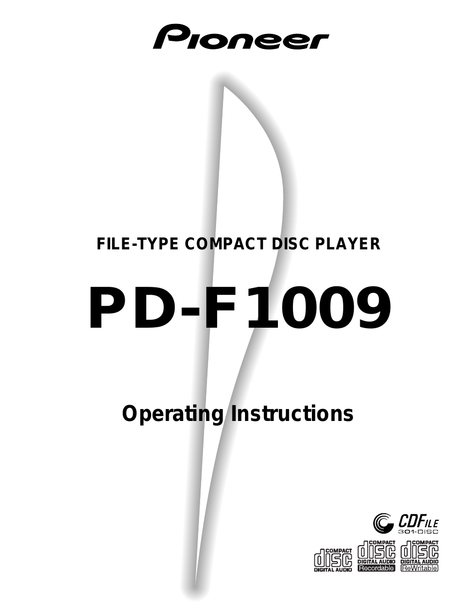 Инструкция по эксплуатации Pioneer PD-F1009 | 40 страниц