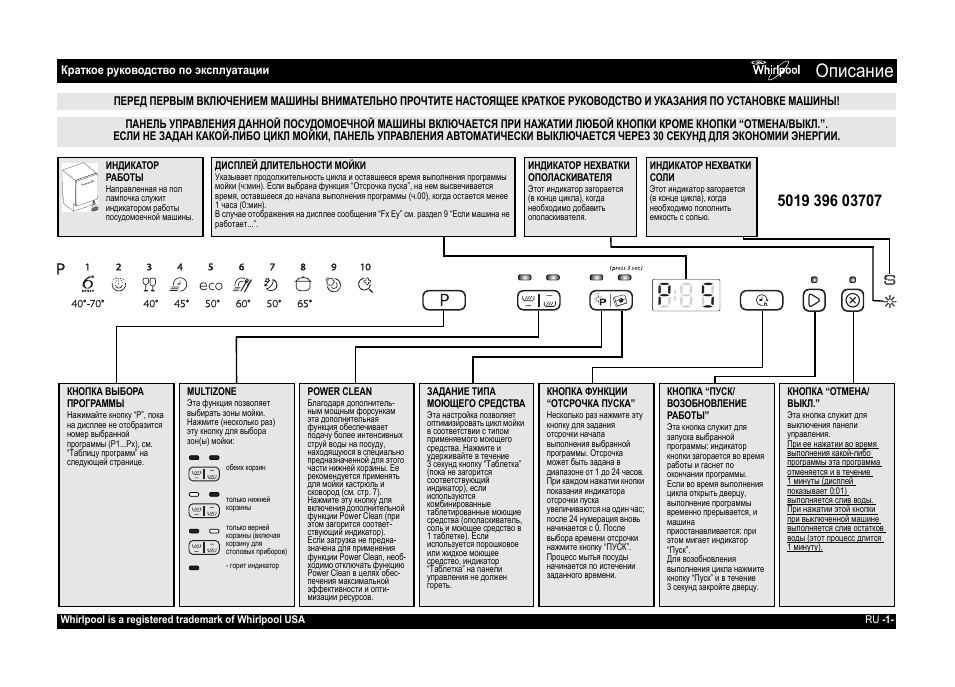 Инструкция по эксплуатации Whirlpool ADG 8793 A++ PC TR FD | 12 страниц