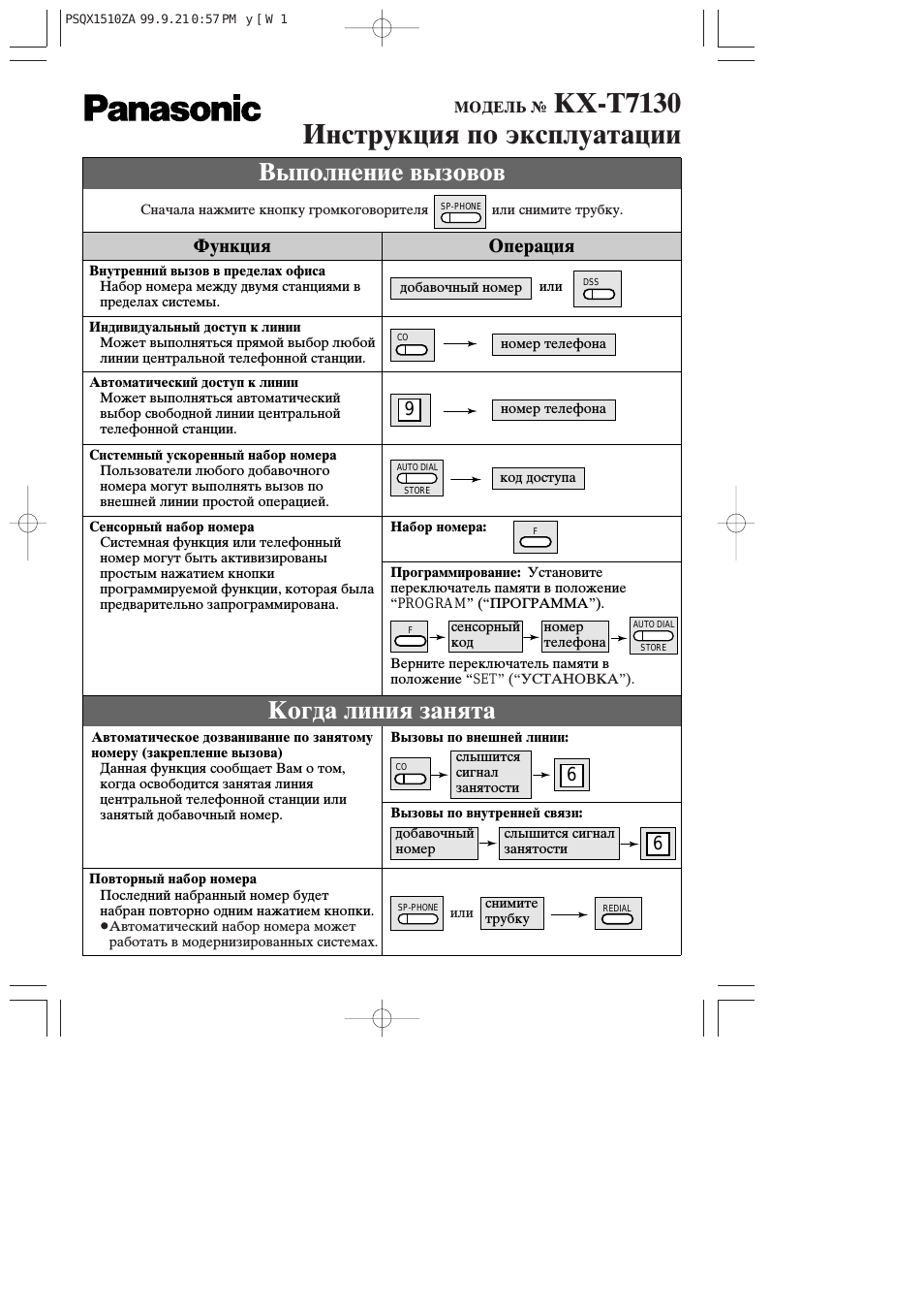 Инструкция по эксплуатации Panasonic KX-T7130 | 4 страницы